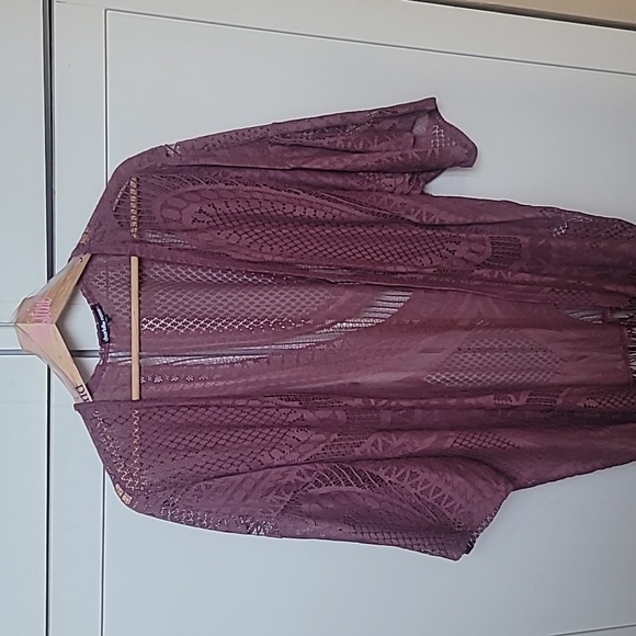 Mauve Lace Cardigan - Picture 2 of 3